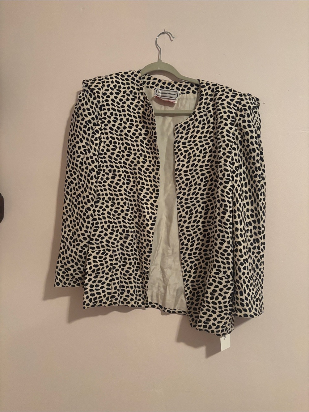Carolina Herrera Black and White Leopard-Print Open Blazer